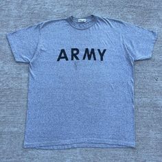 98' ARMY Spell Out T-Shirt Size: L/XL Chest - 23in Length - 29in Sleeve - 8in General wear, check all measurements before purchasing, no refund will be allowed all information is provided in each description. ARMY spell out, dated 1998, no major flaws, slight discoloration underneath the spell out shown in photos, double stitch, thick quality cotton, military issued 1998. #ARMY #VintageMilitary #unsoundrags #VintageTshirt #MilitaryTshirt Military Style Crew Neck T-shirt For Streetwear, Military Style Cotton T-shirt With Graphic Print, Military Crew Neck T-shirt, Military Crew Neck T-shirt For Streetwear, Military Style Cotton T-shirt With Crew Neck, Military Style Cotton T-shirt With Short Sleeves, Military Style Cotton Short Sleeve T-shirt, The Spell, Double Stitch