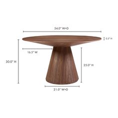 an image of a wooden table with measurements for the top and bottom portion on it