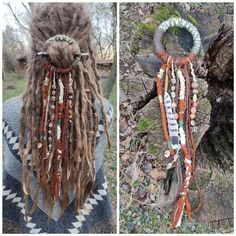 Dread Hair Accessories, Viking Hair Wrap, Braids In Hair Aesthetic, Dreadlock Hair Accessories, Boho Hair Accessories Diy, Dread Accessories Diy, Dreadlock Jewelry Diy, Diy Dreadlock Accessories, Decorated Dreads