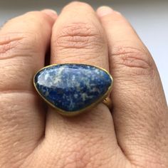 Lapis Ring With Adjustable Band. Handmade In Chile. Adjustable Rings With Natural Stones For Everyday, Adjustable Natural Stone Rings For Everyday, Adjustable Blue Brass Ring, Handmade Adjustable Teardrop Rings, Lapis Ring, Ring Color, Womens Jewelry Rings, Color Blue, Women Jewelry