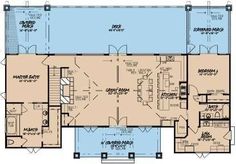 the first floor plan for this house shows the living room and dining area, as well as the kitchen