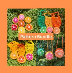 crochet pattern bundle with oranges, lemons and grapefruits