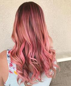 pink balayage for light brown wavy hair Pink Hair Color Highlights, Medium Brown Hair Color, Brown Hair Color Ideas, Cotton Candy Hair, Vivid Hair Color, Hair Color Brown, Medium Brown Hair, Candy Hair, Brown Hair Color