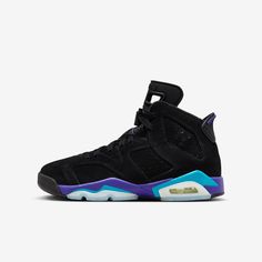 (GS) Air Jordan 6 Retro 'Black / Aqua' (2023) 384665-004 - SOLE SERIOUSS (1) Jordans For Boys, Stylish Kids Fashion, Gentlemen Wear, Jordan Retro 6, Air Jordan 6 Retro, Nike Snkrs, Jordan Model, Jordan 6 Retro, Trendy Sandals