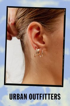 Staple hoop earring set of five pairs in graduated sizes complete with post backings. Features Ebbie hoop earring set Set of five pairs of hoop earrings Graduated sizes Post backing Content + Care Set of 5 pairs Mixed metal Avoid contact with water Imported | Ebbie Hoop Earring Set in Gold, Women's at Urban Outfitters Hoop Earring Set, Pinterest Contest, Urban Outfitters Jewelry, Hoop Earring Sets, Large Hoop Earrings, Brand Sale, Mixed Metals, Earring Set, Color Coding