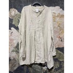 Brand New Items 100% Authentic Line Through Name Tags (Inside Tag) Only Done To Prevent Store Returns Ig-1 Cream Long Sleeve Linen Blouse, Long Sleeve Cream Linen Blouse, Cream Linen Long Sleeve Blouse, Neutral Linen Long Sleeve Top, Neutral Long Sleeve Linen Tops, Cream Linen V-neck Top, Beige Blouse, Name Tags, New Item