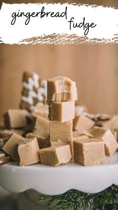 a white plate topped with pieces of fudge and marshmallows on top of it