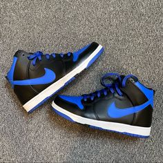 Brand: Nike Size: 9 Color: Blue And Black Original Nike Dunk Sneakers In Blue And Black With White Sole. Worn Once Or Twice. Nike Dunk High, Dunk High, Black Sneakers, Shoes Nike, Nike Dunk, Blue And Black, Nike Dunks, Black Blue, Nike Men