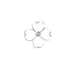 a white flower with a diamond in the center on a white background, drawn by hand