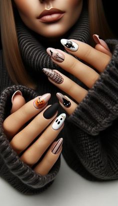 #trendynails ,#fallnails ,#beautifulnails ,#winternails ,halloweennails ,springnails ,#elegantnails christmasnails ,#trendingnails ,#nailideas ,#summernails  ,#papernails ,#pumpkinnails Striped Nail Art, Halloween Worksheet, Nail Design Fall, Halloween Nail Art Designs, Candy Corn Nails, Nail Halloween, Trending Summer Nails, Fall Nail Design, Halloween Nail Ideas