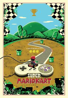 an advertisement for a video game called super mario kart