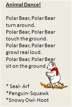 an animal dance song with the words polar bear, polar bear and polar bear