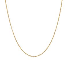 This slender semi-solid chain is great for small pendants (sold separately). 14K gold 1.8mm width 20.0 inches; lobster claw clasp Classic Rope Chain Necklace With Lobster Clasp As Gift, Elegant Gold Rope Chain Necklace With Lobster Clasp, Classic Rope Chain Necklace As Gift, Classic Yellow Gold Rope Chain Necklace For Everyday, Classic Yellow Gold Rope Chain Necklace, Classic Everyday Yellow Gold Rope Chain Necklace, Classic 14k Gold Rope Chain Necklace With Delicate Chain, Classic 14k Gold Rope Chain Necklace As Gift, Classic 14k Gold Delicate Rope Chain Necklace