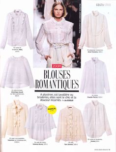 January 2016 - GRAZIA - Romantic Shirt among Grazia's selection of white shirts Anne Fontaine White Shirt, Victorian Fitted Ruffle Blouse, White Victorian Long Sleeve Blouse, White Victorian Blouse With Lace Trim, Luxury Ruffled Button-up Blouse, White Shirt Blouse, White Shirt Dress, Shirt Collection, Shirts Blouses