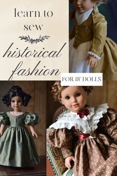 the doll is wearing a dress and bonnet