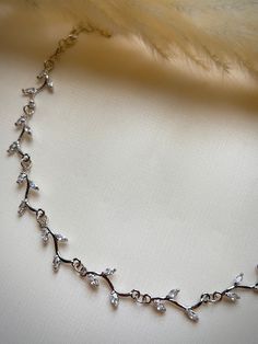 Delicate Silver Choker With Clavicle Chain, Delicate Silver Clavicle Chain Choker, Delicate Wedding Choker With Adjustable Chain, Dainty Silver Choker For Wedding, Adjustable Silver Clavicle Chain Bridal Necklace, Vine Necklace, Elegant Vine-shaped Jewelry For Gifts, Gold Vine Necklace, Silver Vine Necklace