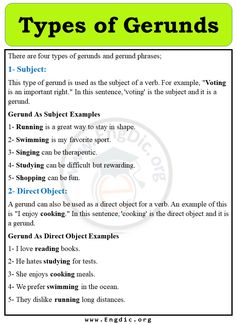 the types of gerunds