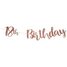 a happy birthday banner with the words,'bh birthday'in copper foil