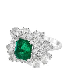 Luxury Cluster Diamond Cut Rings, Gia Certified Luxury Cluster Rings, Luxury Gia Certified Cluster Rings, Platinum Emerald Ring In White Gold, Luxury Cluster Emerald Ring With Prong Setting, Luxury Platinum Cluster Emerald Ring, Gia Certified Platinum Marquise Rings, Gia Certified Marquise Platinum Rings, Luxury 14k White Gold Diamond Ring With 17 Jewels