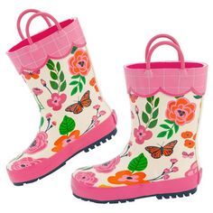 Head out and about in the rain and let your kids stomp in puddles ‘til their heart’s content! These bright and cheery Stephen Joseph Rain Boots won’t let the rain stop the fun and keep your kid’s feet warm and dry inside. Available in a range of designs, kids will be able to make a splash into the rainy season without you having to worry about them staying snug and dry. Let it rain and as the sun starts to shine, you can remove the insole to get some air. Waterproof exterior: 100% rubber 100% po Raining Boots, Boot Planter, Destination Wedding Favors, Personalized Clutch, Personalized Baby Bibs, Kids Rain Boots, Kids Rain, Baby Bubble, Quilted Backpack