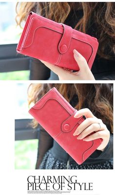 Retro Matte Stitching Long Purse Clutch Wallet Handbag - Uniqistic.com Red Wallets With Mobile Phone Bag, Purse Clutch, Clutch Wallet, Wallets, Stitching, Purse, Wallet, Handbags, Free Shipping