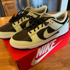 Brand New, Never Worn Black Low-top Custom Sneakers, Nike Black Sneakers With Branded Heel Counter, Nike Dunks, Black Nikes, Mens Shoes Sneakers, Nike Men, Nike Shoes, Shoes Sneakers, Men's Shoes