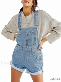 Lasaky - Loose Fit Multi-Pocket Denim Overalls Strap Jeans, Denim Overall Shorts, Denim Overalls Shorts, Jeans Overall, Denim Patterns, Bib Overalls, Denim Overalls, Jeans Women, Short En Jean