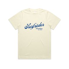 Womens butter-colored tee with print on front and back Fabric: Heavy Weight (8.2 oz) Fit: Relaxed Material: 100% carded cotton Wide neck ribbing, side seamed, preshrunk to minimize shrinkage 100% of the profits from this product fund our mission to protect our ocean, waves and beaches for all of us to enjoy *All sales are final. No returns or exchanges accepted on this item. Hill Logo, Surfrider Foundation, Logo Tshirt, White Graphic Tee, Hat Embroidery, Holy Water, All Of Us, Logo Tees, Ocean Waves