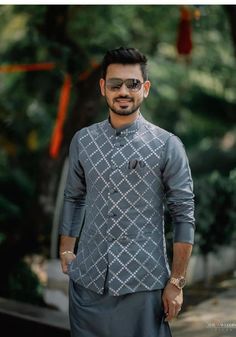 Kurta Pajama Men With Jacket, Kurtha Designs Latest Mens, Nehru Jacket For Men Wedding Style, Kurta With Nehru Jacket For Men, Kurta Jackets For Men, Kurta With Jacket For Men, Engagement Outfit For Man