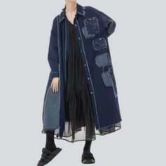 A celebration of trend and timelessness. this dark patchwork denim dress from our 2023 Autumn Collection is the perfect way to stay on trend and make a statement. Crafted from premium denim fabric and featuring a modern street style. this maxi-sleeve dress is sure to become your go-to for any occasion.Why You'll Fall In LoveTextured with the modern fashionista in mind. this dress is a unique blend of street vibe and classic sophistication. Every detail has been carefully considered. from its int Fall Patchwork Denim Dress, Casual Patchwork Denim Dress For Fall, Spring Patchwork Denim Dress, Denim Blue Patchwork Denim Dress, Fall Denim Patchwork Dress, Long Sleeve Patchwork Denim Dress, Dark Wash Denim Patchwork Dress, Dark Wash Denim Dress With Patchwork, Denim Blue Patchwork Dress For Fall