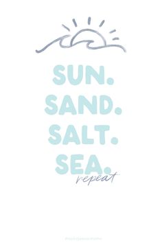 the words sun, sand, salt, and sea repeat