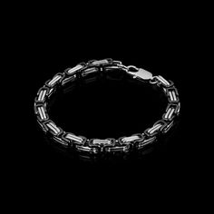 The Stainless Steel And Black Byzantine Bracelet is made of premium stainless steel with a black and silver polished finish that offers durability with a touch of luxury. This is a great everyday bracelet that can be stacked with others, or can be worn as a statement piece to wear out for special occasions. This unique Silver and Black Byzantine Bracelet features a unique byzantine chain style that looks great on both Men and Women. Wear your new Stainless Steel and Black Stainless Steel Byzanti Byzantine Bracelet, Byzantine Chain, Biker Jewelry, Everyday Bracelet, Motorcycle Women, Rings Cool, Skull Ring, Hammered Silver, Black Stainless Steel