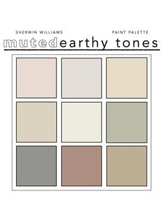 the cover of muted earth tones by sheryl williams, featuring four different shades