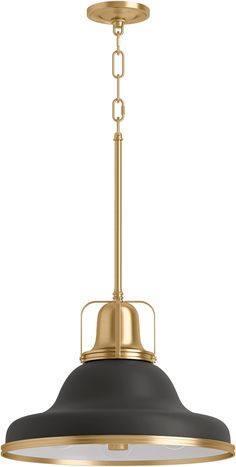 The design of the Hauksbee collection is drawn from the lighting created for factories, farms, and industrial spaces in the 1920s and 30s Manufactured with quality materials and complemented with a meticulous finishing process, the Hauksbee is a perfect piece for any farmhouse- or industrial-style space Place it over an island or dining table KOHLER Hauksbee Black, Brass Trim Traditional Bell Medium Hanging Pendant Light | 32290-PE03-BML Kohler Lighting, Black Kitchen Island Lighting, Kohler Faucet, Brass Trim, Farmhouse Pendant Lighting, Hanging Pendant Light, Island Pendant Lights, Indoor Lighting Fixtures, Space Place