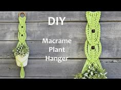 two crocheted macrame plant hangers with plants in them and the words, diy