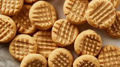 peanut butter cookies on a marble counter top