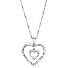 Fine Jewelry Double Heart Brilliant Cut Diamond Necklace, Diamond Double Heart Necklace For Anniversary, Mother's Day Diamond Necklace With Heart Pendant, Fine Jewelry Double Heart Necklace With Cubic Zirconia, Double Heart Cubic Zirconia Fine Jewelry Necklace, Fine Jewelry Diamond Necklace With Brilliant Cut Double Heart, Fine Jewelry Double Heart Cubic Zirconia Necklace, Valentine's Day Heart Pendant Necklace With Diamond Accents, Diamond White Double Heart Diamond Necklace