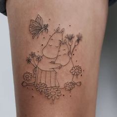 Moomintroll Tattoo, Paddington Tattoo, Moomin Tattoo Ideas, Moomin Tattoo, Mum Tattoo, Mama Tattoo, Sakura Tattoo, Castle Tattoo, Mother Tattoos