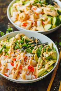 California Roll Bowls are made with all the fresh ingredients of a classic California sushi roll, in a way that's much easier to prepare. California Roll Casserole, California Roll In A Bowl, California Rolls