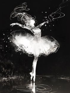 a black and white photo of a ballerina