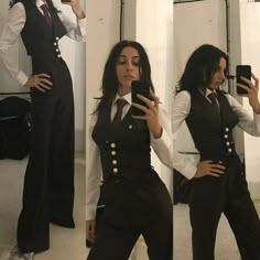 Female Black Suit Outfit, Female Tuxedo Classy, Masc Women Hoco Outfits, Black Formal Outfit Aesthetic, Spy Clothes Aesthetic, Fem Suit Aesthetic, Fbi Outfits Aesthetic, Prom Suits Women Aesthetic, Women In Suits Corset