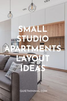 small studio apartment layout with text overlay that reads small studio apartments layout layout ideas