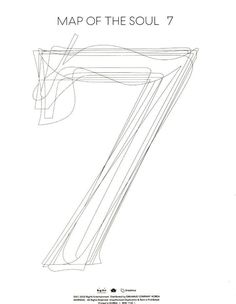 the number seven is drawn in black and white, with lines coming out of it