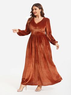 Elevate your style with the Lantern Sleeve Ruched Velvet Maxi Dress. This dress combines luxurious velvet and trendy lantern sleeves for a stunning look Plus Size Velvet Dress, Types Of Cocktails, Velvet Maxi Dress, Velvet Maxi, Lantern Sleeve Dress, Sleeve Dresses, Plus Size Womens Clothing, Lantern Sleeve, Brown Fashion