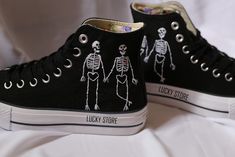 Custom converse platform/ Bone embroidered sneakers/ Converse high tops embroidered bone/ Gift for son/ Personalized name and birthday date  💸 Price includes Converse Shoes and floral embroidery as shown 🌸 You can send me your Converse/Vans shoes or I can buy them for you. We stock all the Converse and Vans shoes you want, if you want other Converse/Vans shoes in the store, please message us. Your embroidered Converse/Vans shoes will be available for shipping in 7-15 days. 🌸 I started hand em Custom Converse Embroidery, Embroidered Converse High Tops Black, Customizing Converse, Goth Converse, Punk Converse, Decorated Converse, Converse Haute, Embroidery Sketch, Converse Embroidery