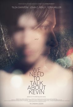 the movie poster for we need to talk about kevinn, which features a blurry image of a woman's face