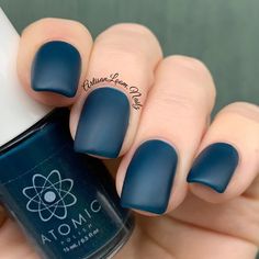 Iridium (Ir) Matte – Atomic Polish Petrol Nails, Matte Blue Nails, Blue Matte Nails, Navy Nails, Stunning Nail Designs, Statement Art, Nail Games