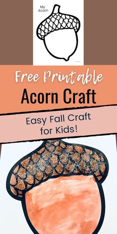 free printable acorn craft for kids Acorn Crafts For Kids Preschool, Acorn Tree Craft, Acorn Painting Ideas, Acorn Printable Template, Squirrels And Acorns Preschool Crafts, Fall Acorn Crafts, Woodland Animal Crafts For Toddlers