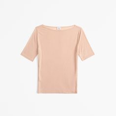 On-trend half-sleeve top in a soft jersey fabric, with a sheer overlay and on-trend slash neckline. Half Sleeve Tops, Sheer Overlay, Sleeve Designs, Half Sleeve, Women's Tops, Jersey Fabric, Half Sleeves, Abercrombie Fitch, Gender Female