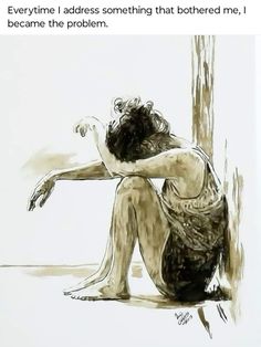 a drawing of a woman sitting on the ground with her hands behind her back and arms crossed